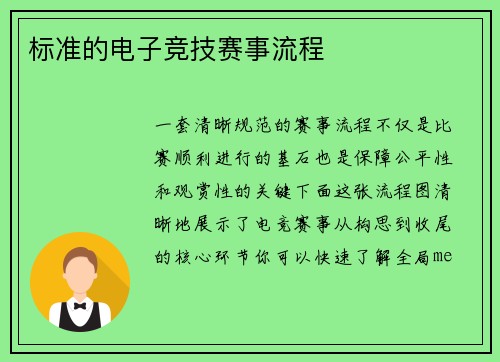 标准的电子竞技赛事流程